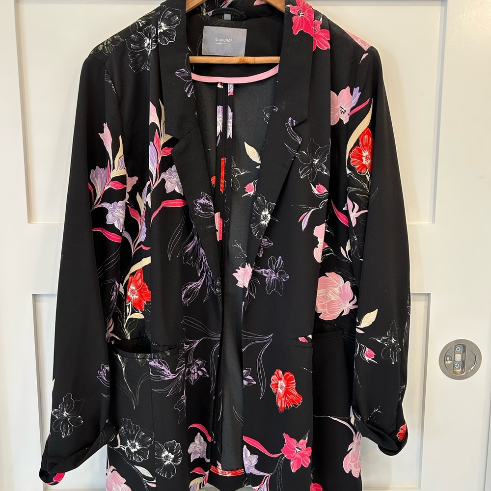 Floral Black Blazer